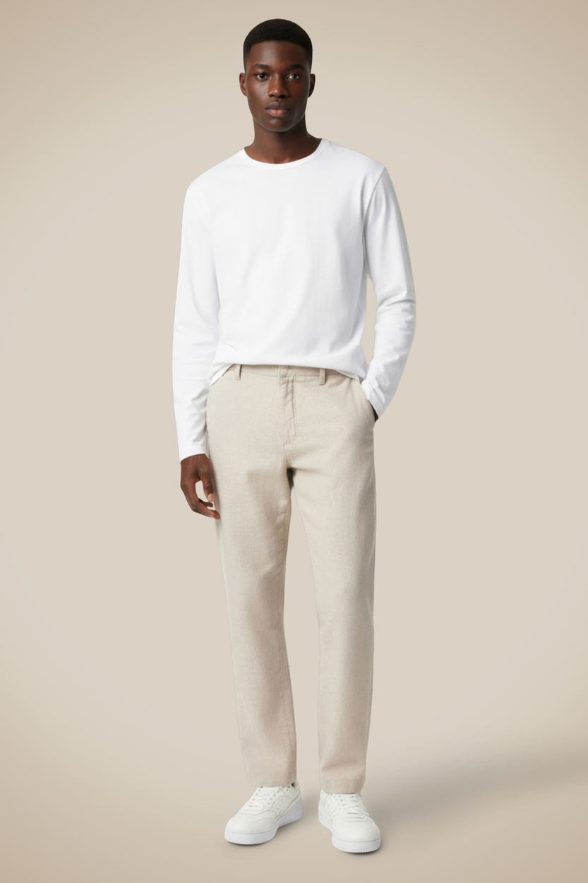 Calca Casual Linho, cor NATURAL