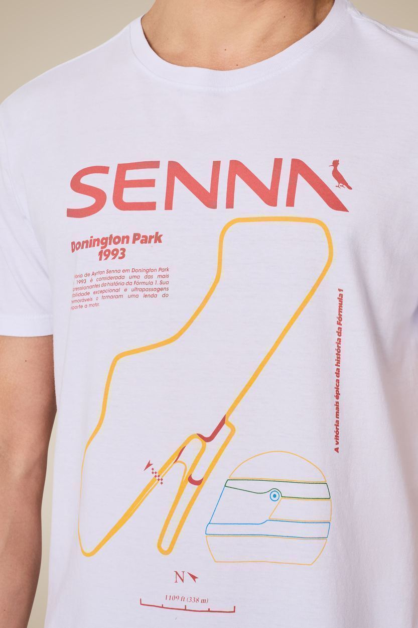 Camiseta Estampada Donington Park Senna, cor BRANCO