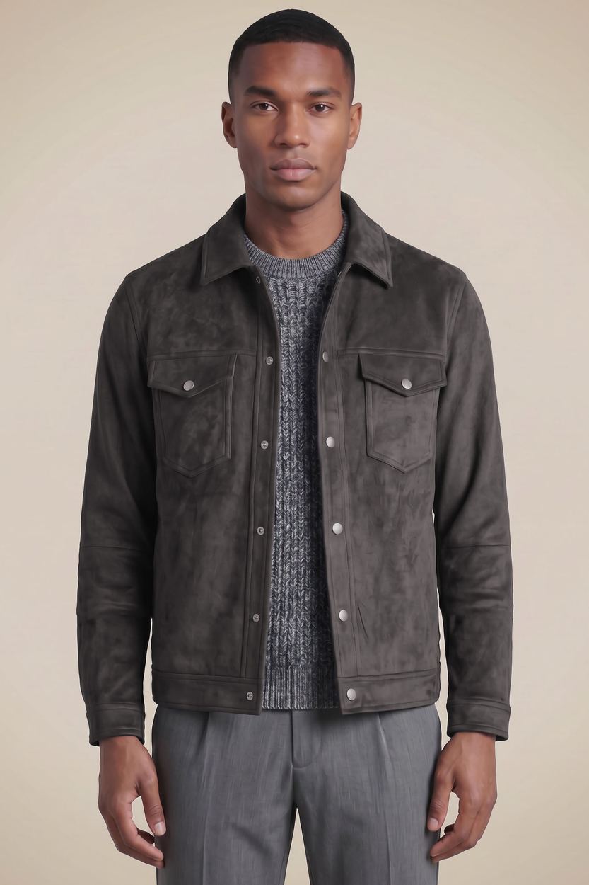 Jaqueta Trucker Suede, cor FULIGEM