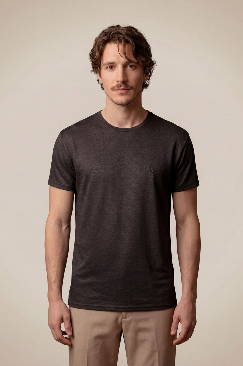 Camiseta Slim Malha Pessego, cor PRETO