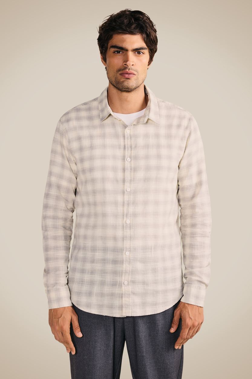 Camisa Ml Flame Xadrez Dover, cor AREIA