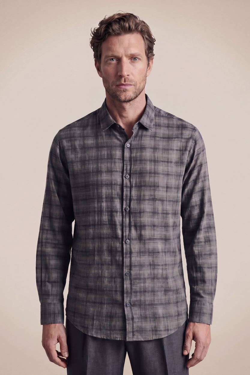 Camisa Ml Flame Xadrez Dover, cor FULIGEM