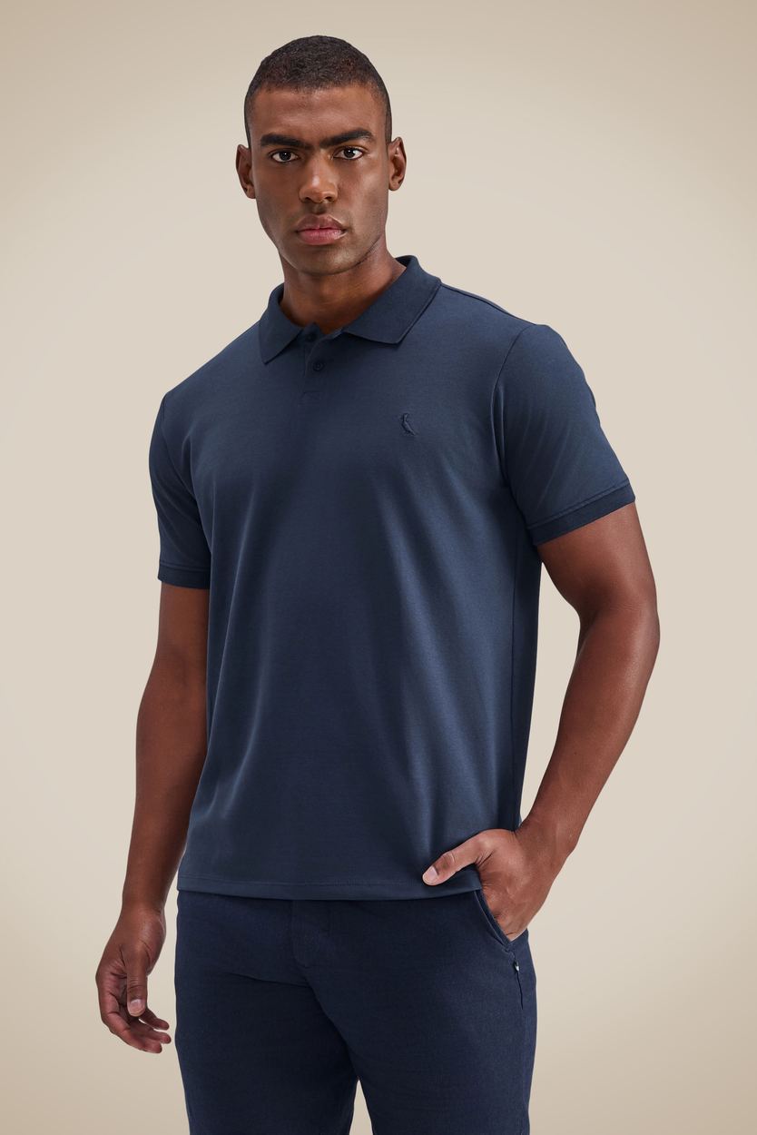 Polo Pima Piquet Elastano, cor MARINHO