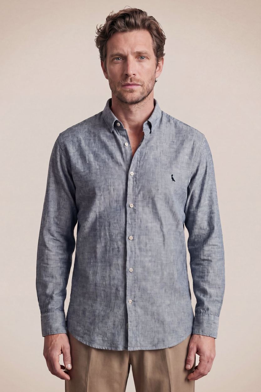 Camisa Ml Linho Pienza, cor CARBONO AZ