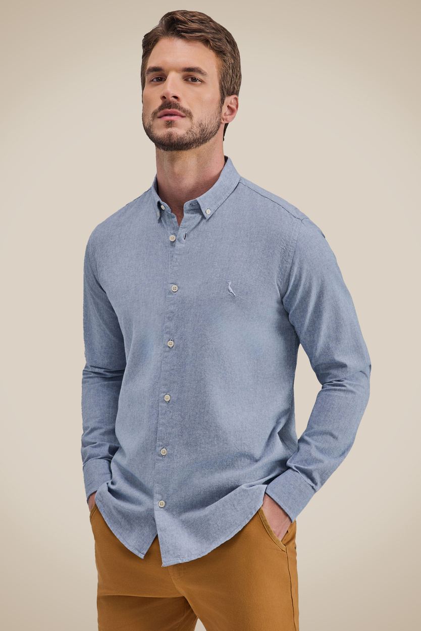 Camisa Oxford Color Ml, cor AZUL BIC