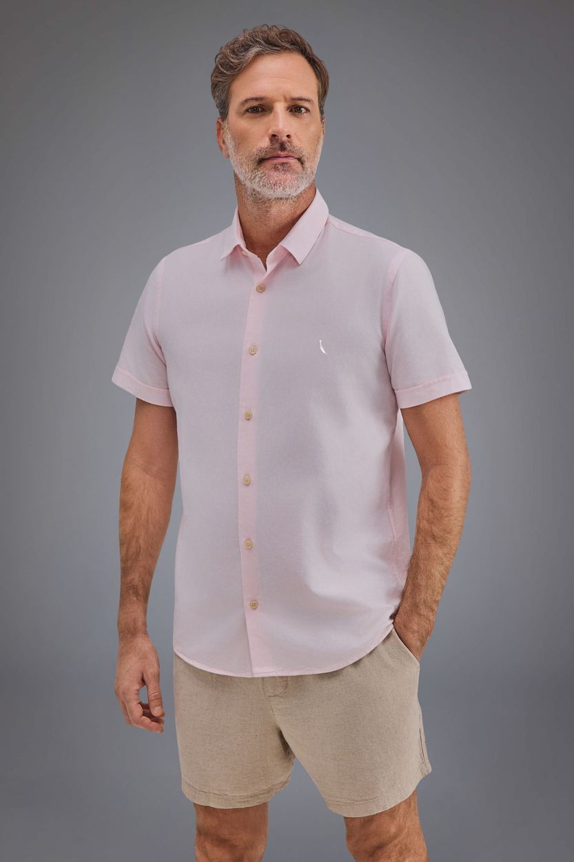 Camisa Mc Pf Oxford Color, cor ROSA CLARO