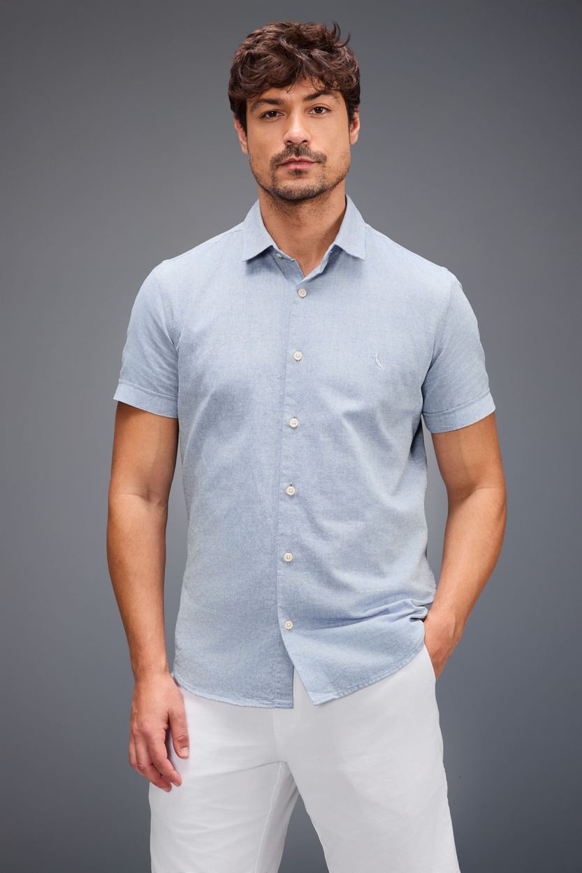 Camisa Mc Pf Oxford Color, cor AZUL BIC
