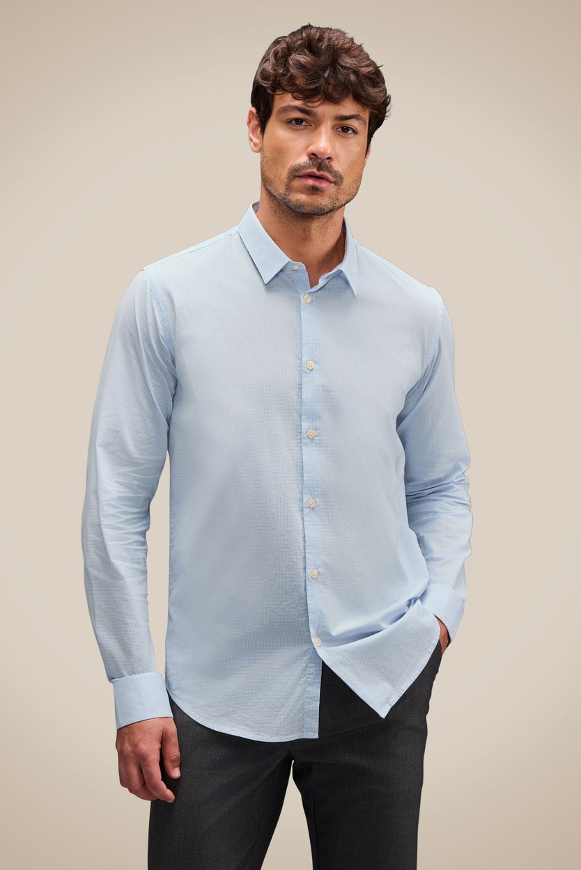 Camisa Ml Enxuto Micro Vichy, cor AZUL CLARO