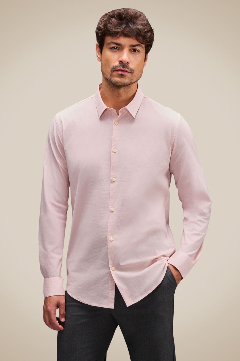 Camisa Ml Enxuto Micro Vichy, cor ROSA LOTUS