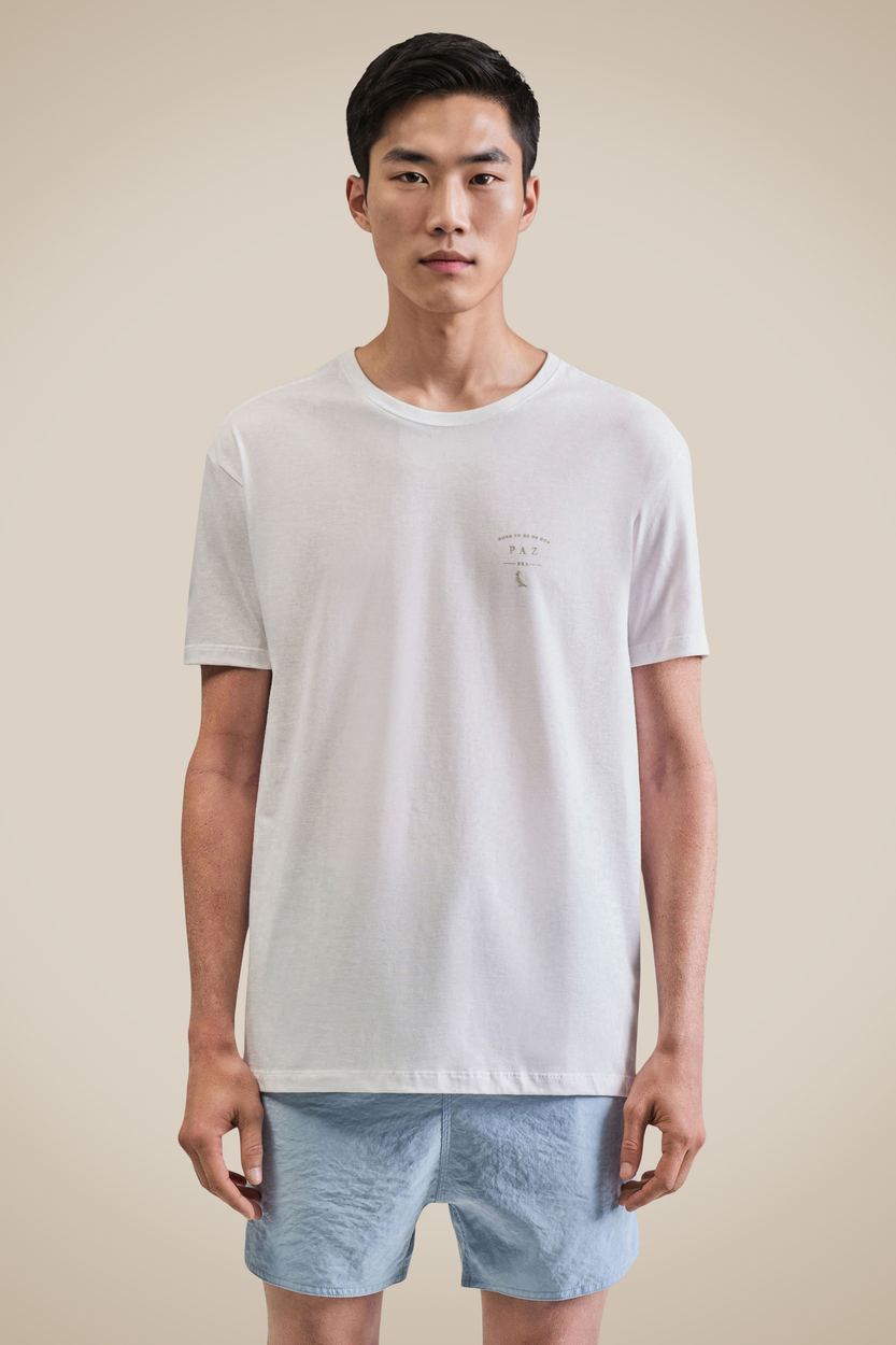 Camiseta Estampada Born To Be Paz, cor BRANCO