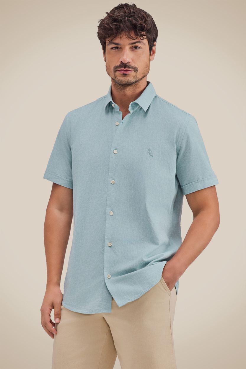 Camisa Mc Pf Oxford Color, cor TURQUESA