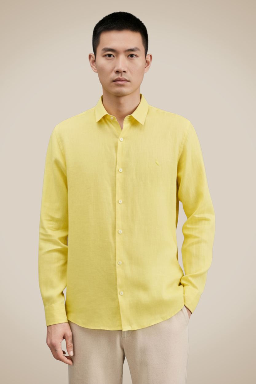Camisa Ml Linho, cor AMARELO SOL