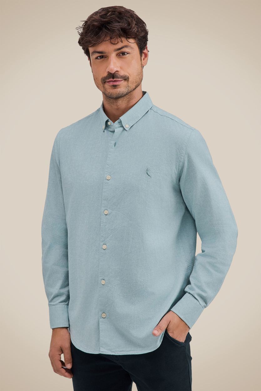 Camisa Oxford Color Ml, cor TURQUESA